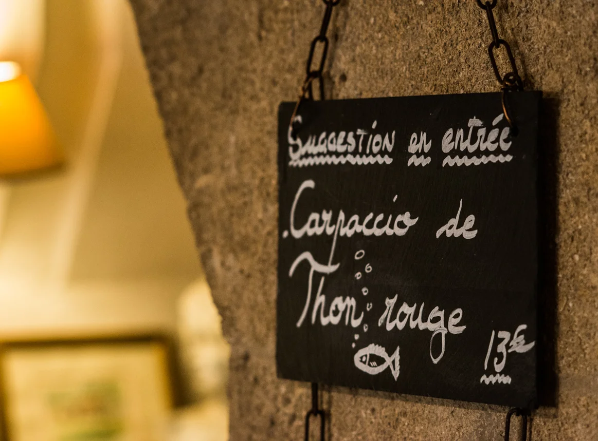 Ardoise des suggestions du jour à l'Auberge