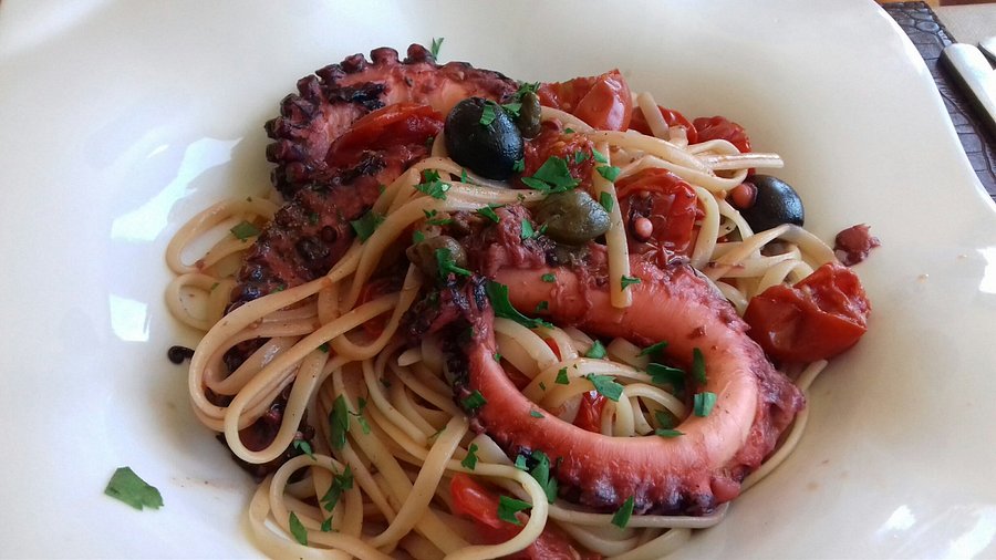 Pâtes maison aux poulpes, une spécialité de la mer du Jardin Gourmand